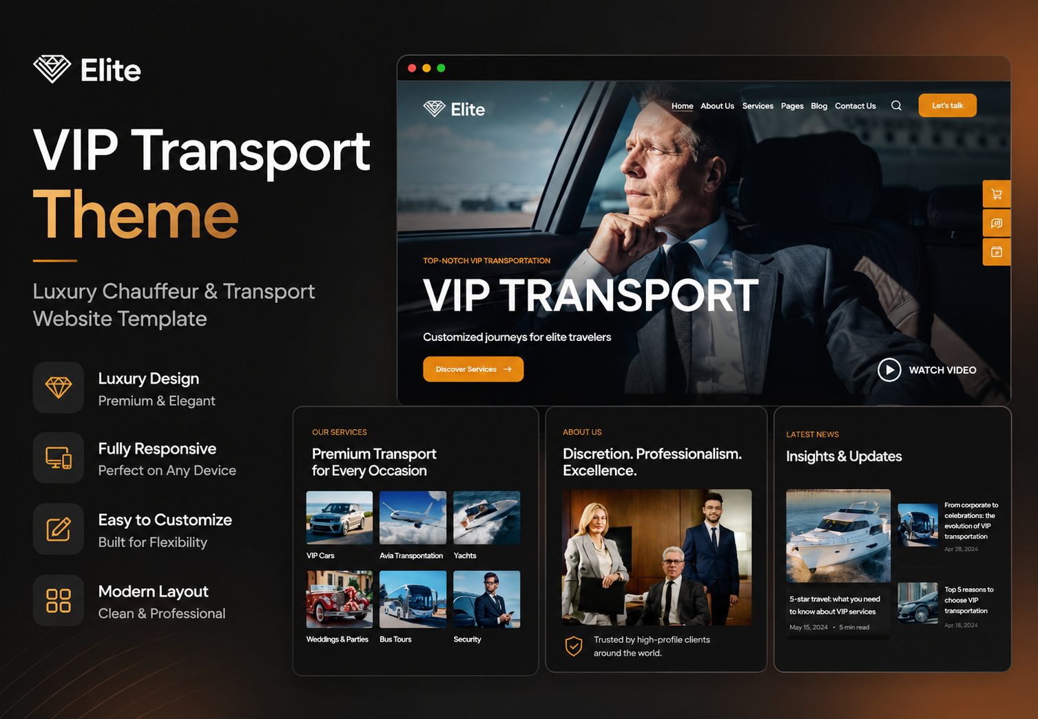 Elite website template preview