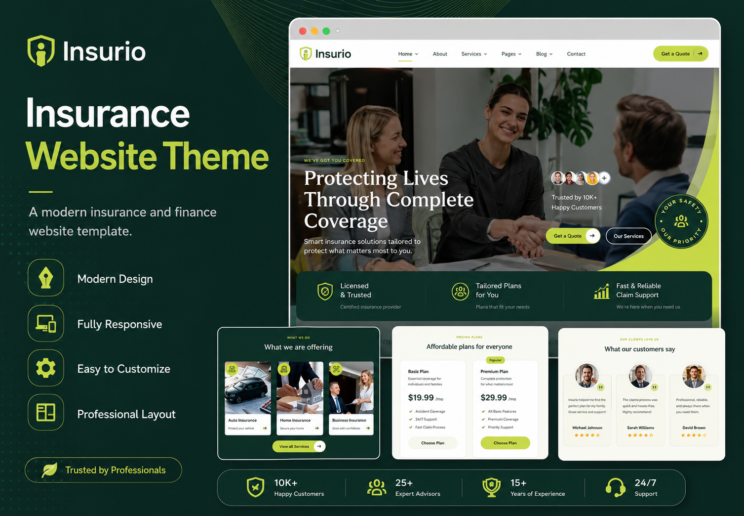 Insurio website template preview